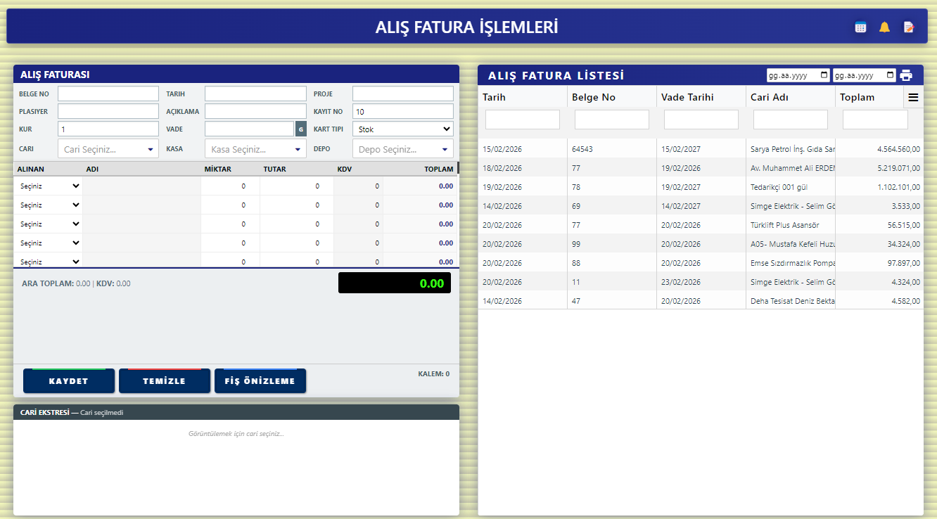 Kasa Kontrol Ekranı